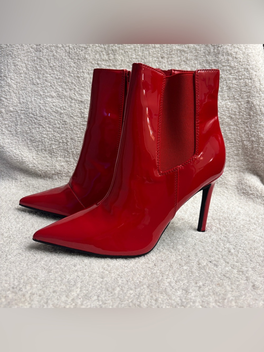 INC International Concepts Pointed Toe 6.5 M Red Patent Stiletto Ankle Boots